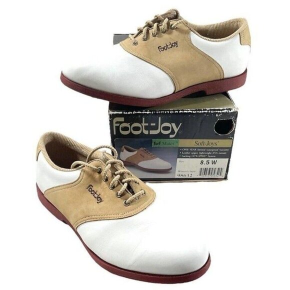 Footjoy FJ Women's SoftJoys Terrains White Brown Golf Shoes Size 8.5M 98308 - Picture 7 of 10